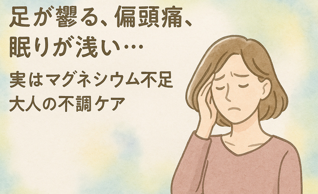 足が攣る、偏頭痛、眠りが浅い…実はマグネシウム不足かも？サプリで整える大人の不調ケア