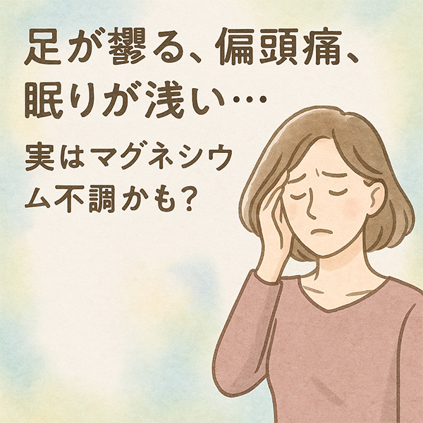 足が攣る、偏頭痛、眠りが浅い…実はマグネシウム不足かも？サプリで整える大人の不調ケア